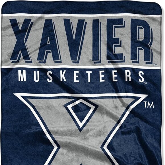 NCAA Xavier Musketeers Royal Plush Raschel Blanket New 60" x 89” - Picture 8 of 9